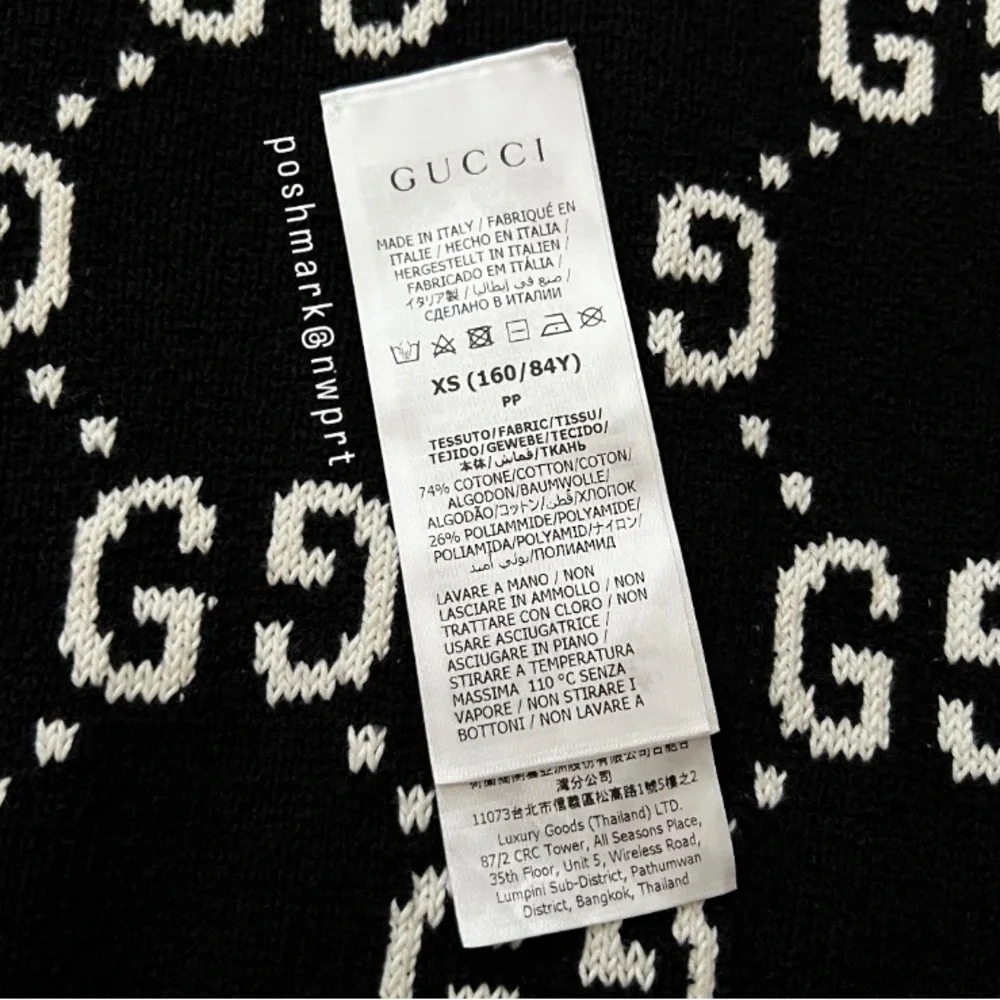 GUCCI 🙌 GG Supreme Logo Cardigan Sweater Black Ivory White Cotton XS - Picture 11 of 16